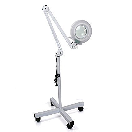 SCHOFIC Facial LED Magnifying Magnifier Lamp | 5 Diopter with 60 PCS LED | Rolling Floor Stand Adjustable Mag Hight