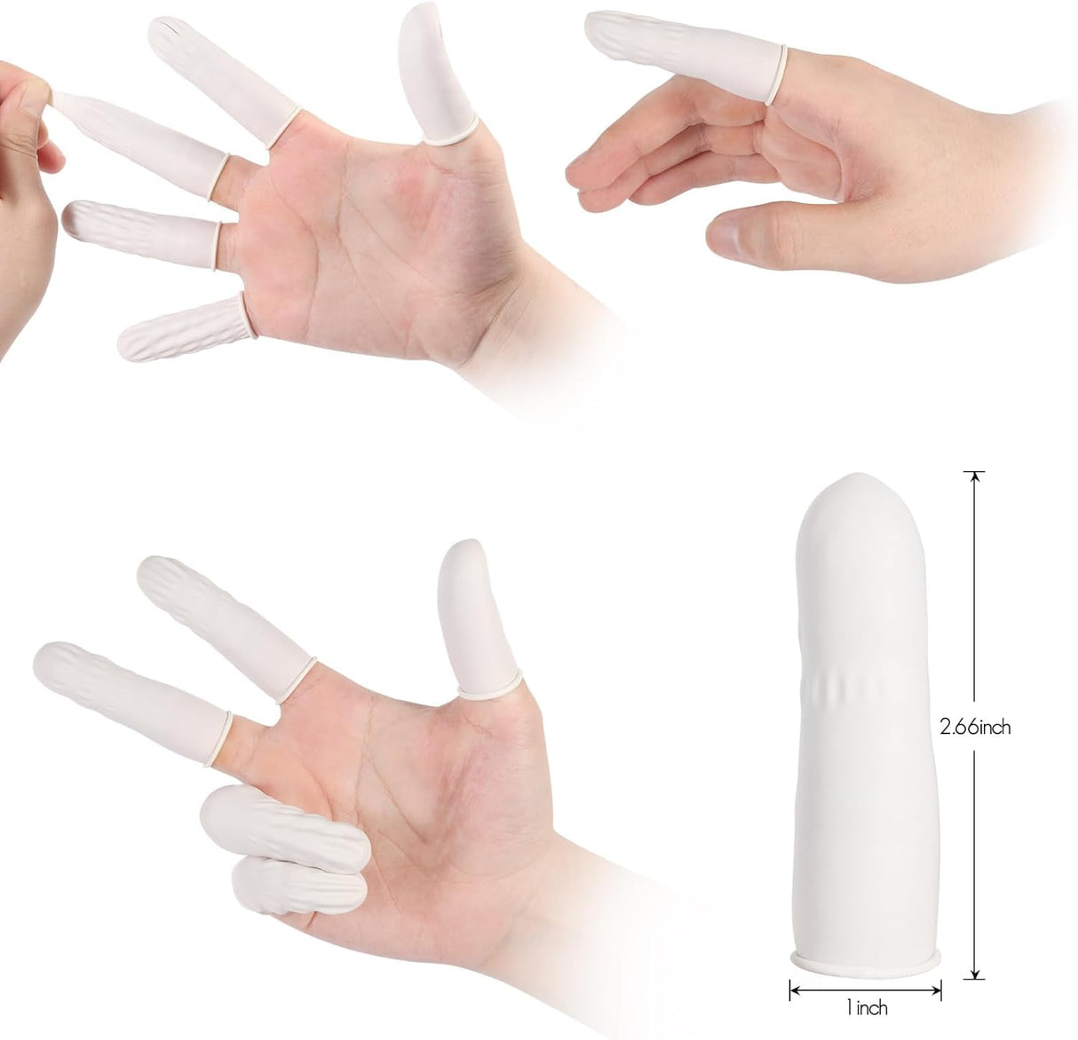 SCHOFIC Antistatic ESD Safe Latex Finger Cots 4 MIL Thick - White