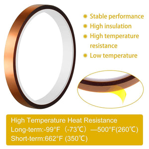 SCHOFIC Polyamide Heat Resistant High Temperature Kapton Tape/Thermal Tape/Sublimation Tape - W = 3 MM, L = 33 Meters