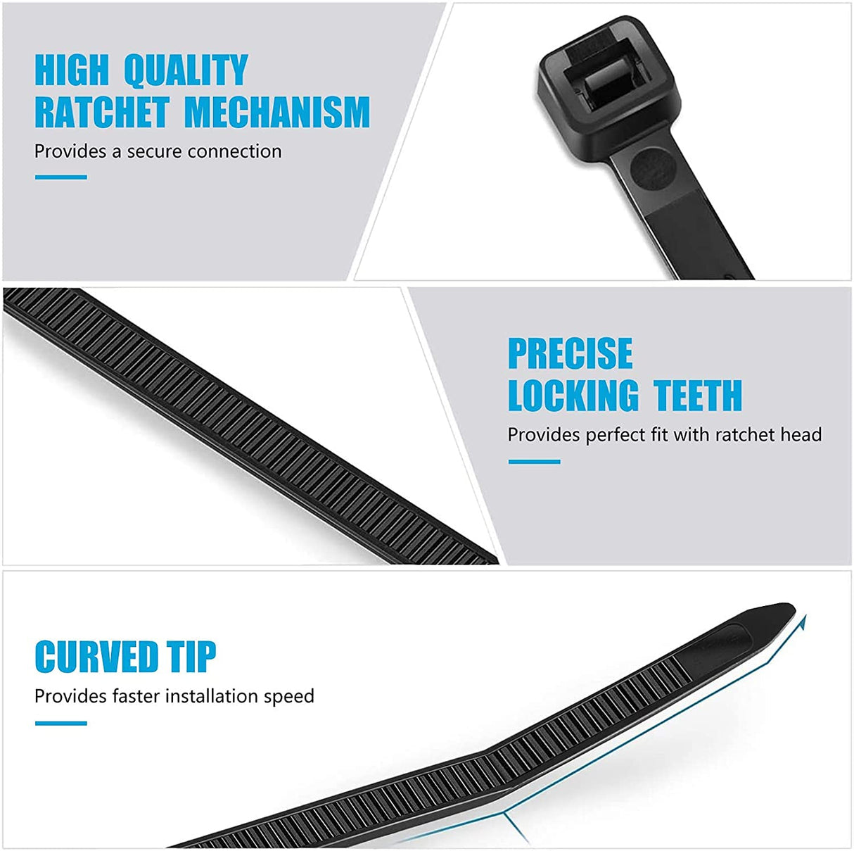 SCHOFIC Cable Zip Ties Heavy Duty 200 MMX 7.6MM - Size 8"