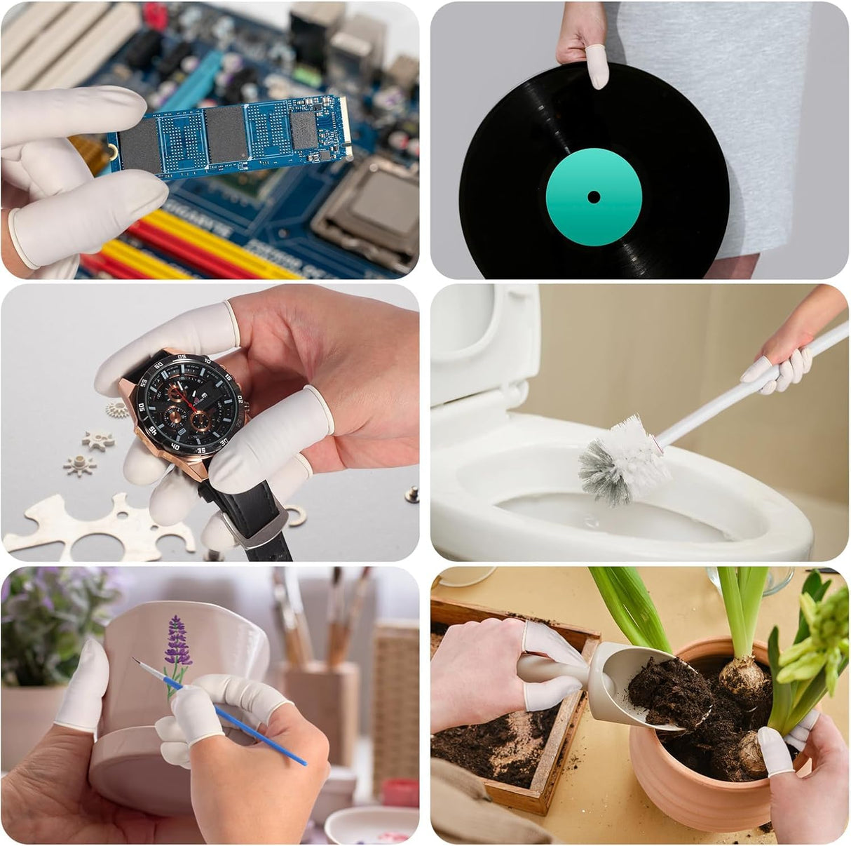 SCHOFIC Antistatic ESD Safe Latex Finger Cots 4 MIL Thick - White