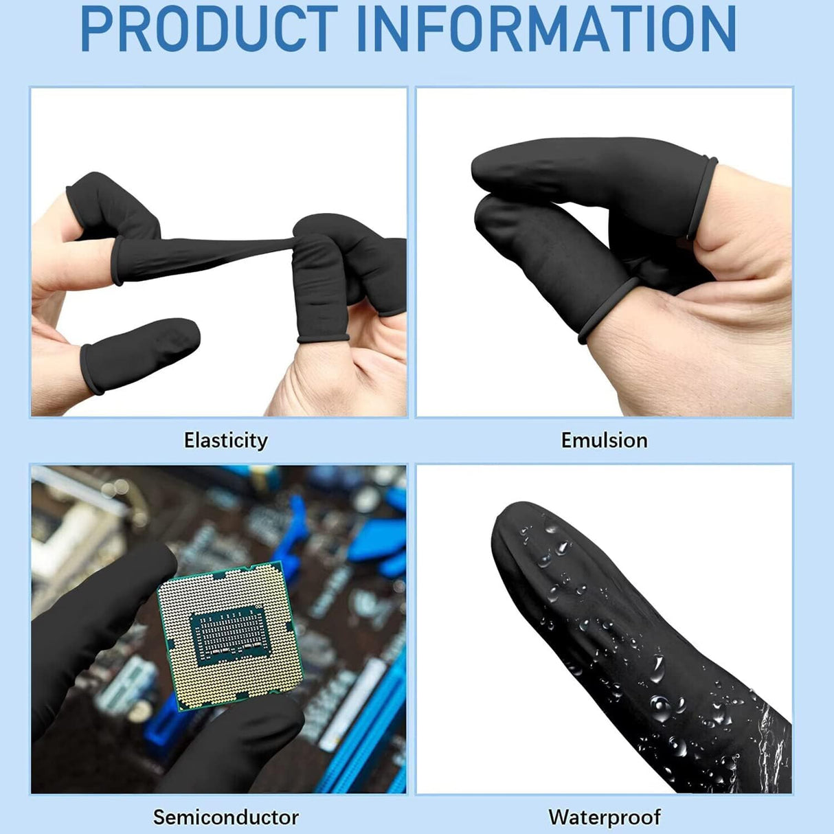 SCHOFIC ANTI-STATIC ESD SAFE LATEX FINGER COTS 4 MIL THICK - BLACK