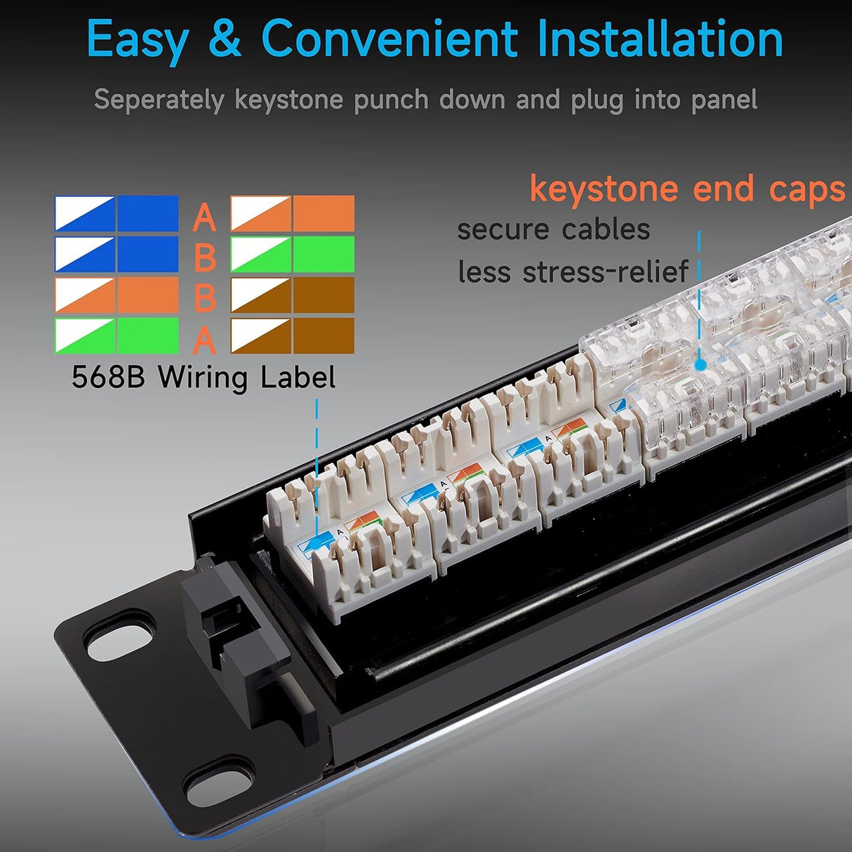 SCHOFIC CAT-6 लोडेड हाफ-U शील्डेड 24-पोर्ट पैच पैनल 19" रैक माउंट