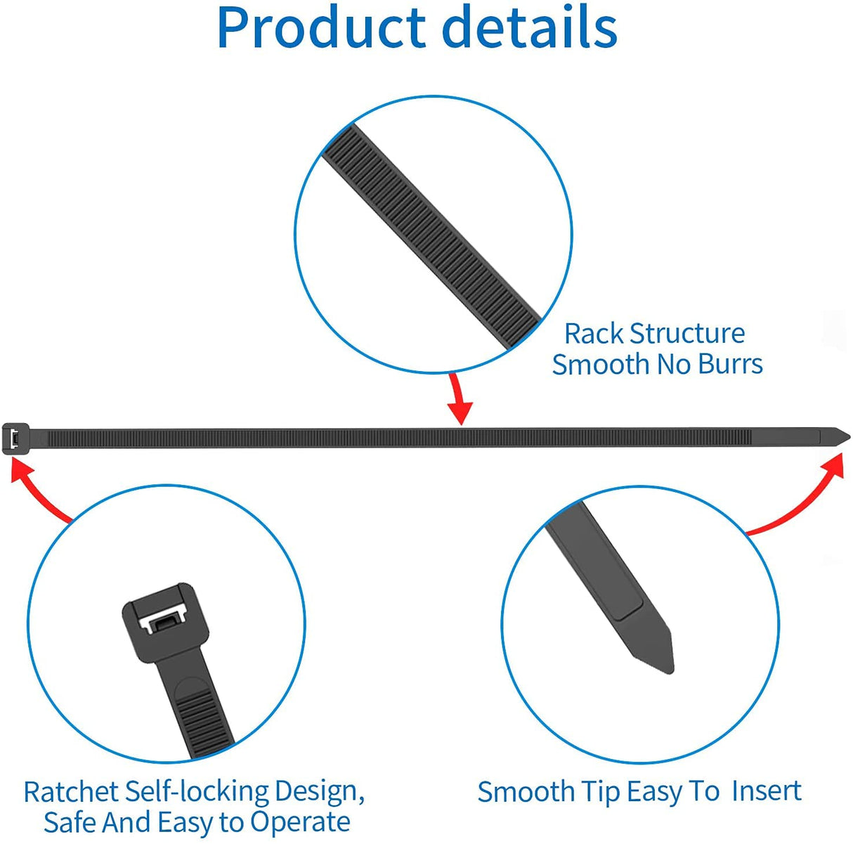 SCHOFIC Cable Zip Ties Heavy Duty 200 MMX 7.6MM - Size 8"
