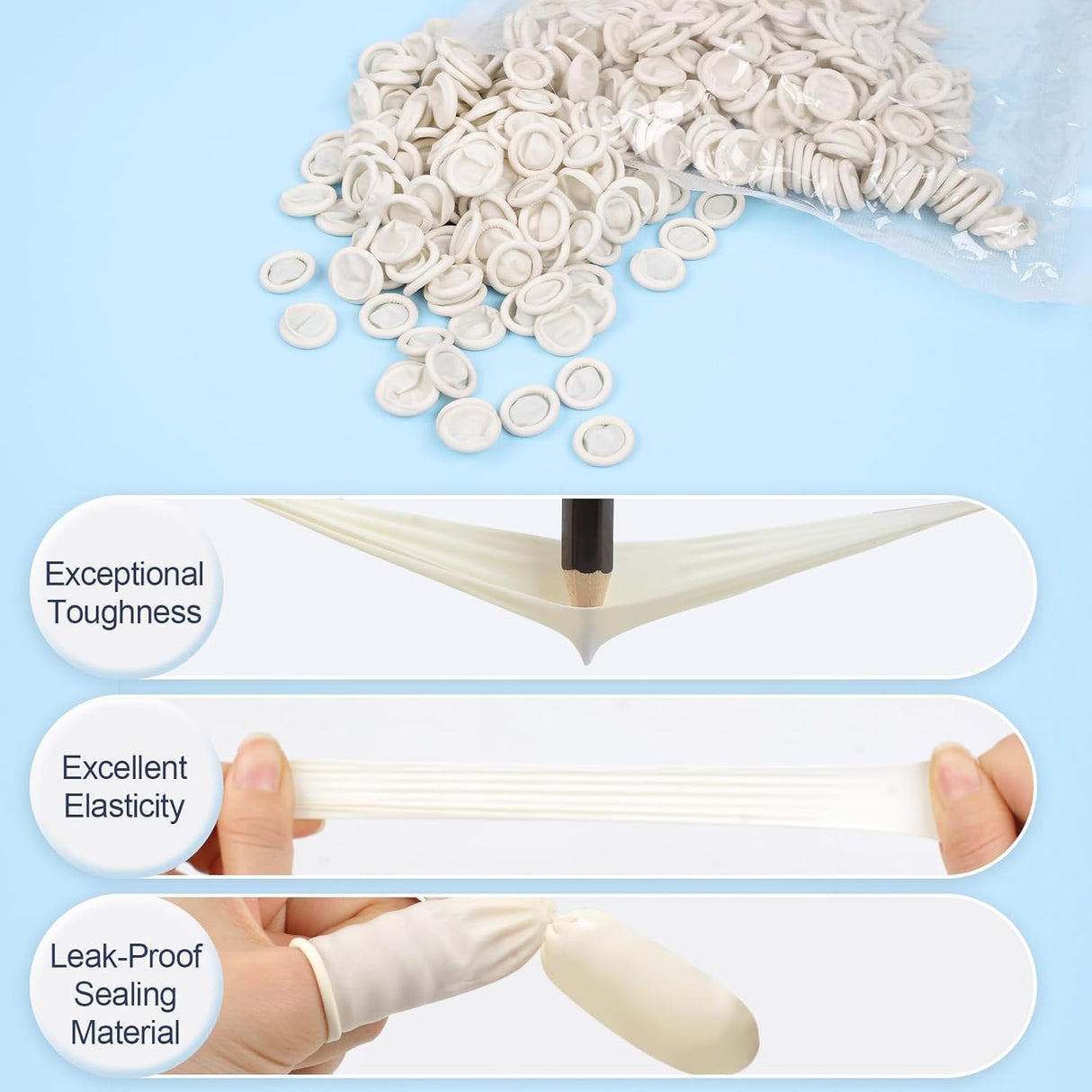 SCHOFIC Antistatic ESD Safe Latex Finger Cots 4 MIL Thick - White