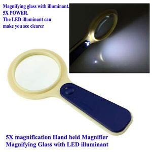 SCHOFIC Magnifying Glass with Lights Magnifier 1 LED 5X Handheld