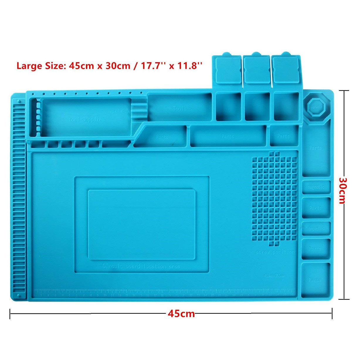 SCHOFIC Heat Insulation Silicone Magnetic Soldering Repair Mat (17.7" X 11.8", 1)