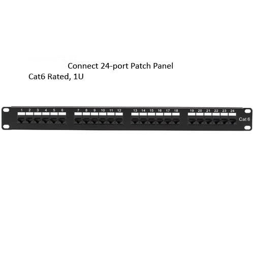 SCHOFIC CAT-6 लोडेड हाफ-U शील्डेड 24-पोर्ट पैच पैनल 19" रैक माउंट