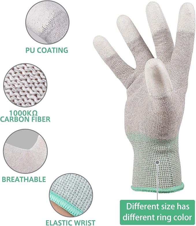 SCHOFIC Anti-Static ESD Safe Top Fit PU Hand Gloves- Grey