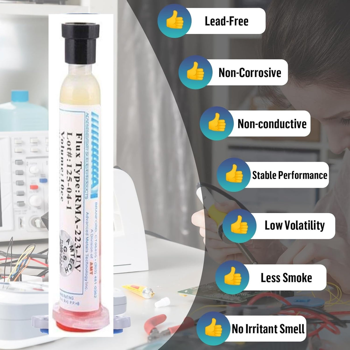 Solder Flux Paste, RMA-223 PCB PGA BGA SMD, 10CC Syringe Tube