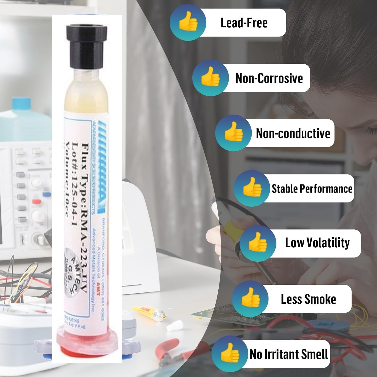 Solder Flux Paste, RMA-223 PCB PGA BGA SMD, 10CC Syringe Tube