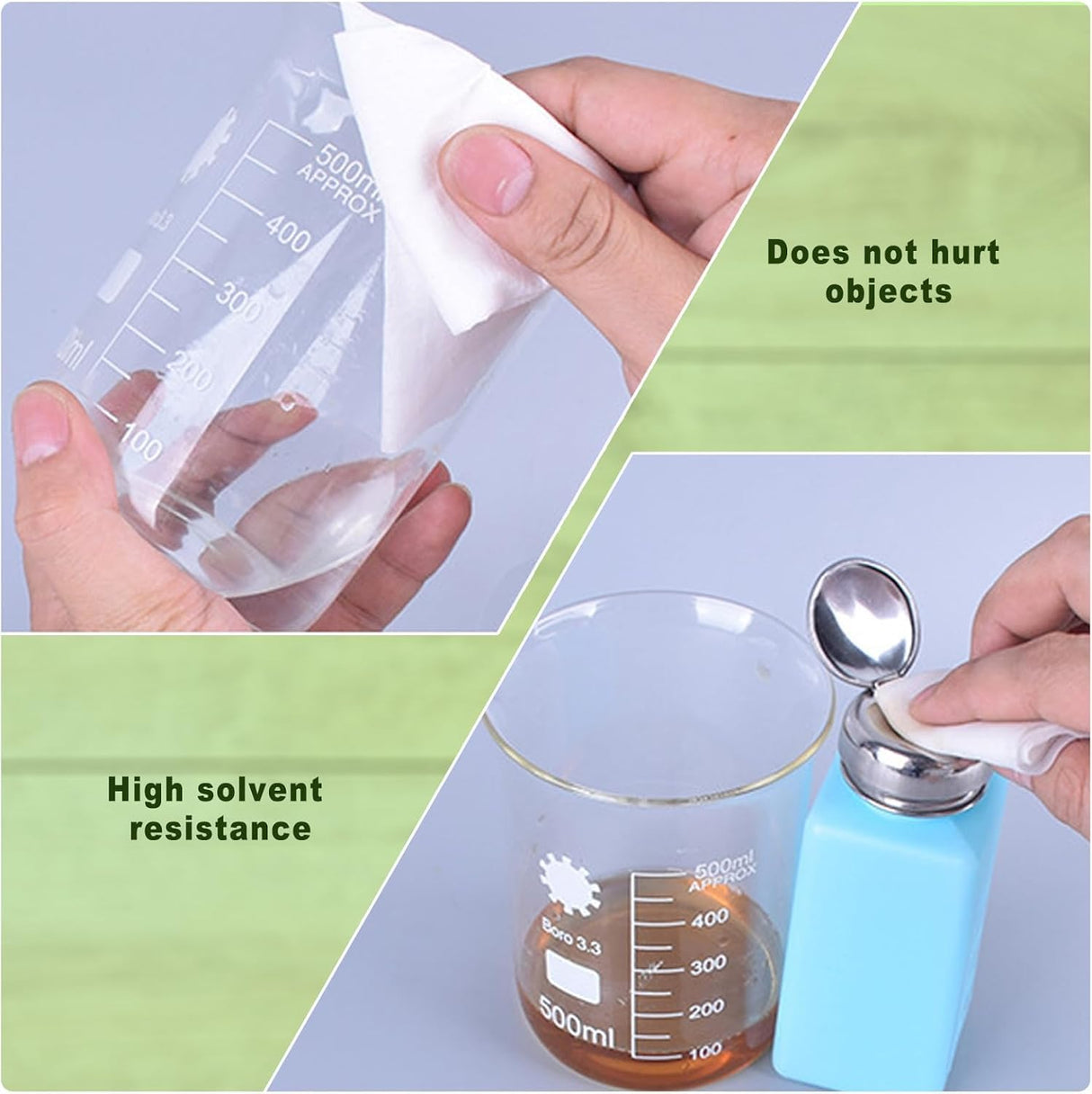 ஸ்கொஃபிக் பாலியஸ்டர் ஸ்பன்லேஸ் டபுள் நிட் மைக்ரோஃபைபர் அல்லாத கிளீன்ரூம் துடைப்பான்கள், 4" நீளம் x 4" அகலம், வெள்ளை