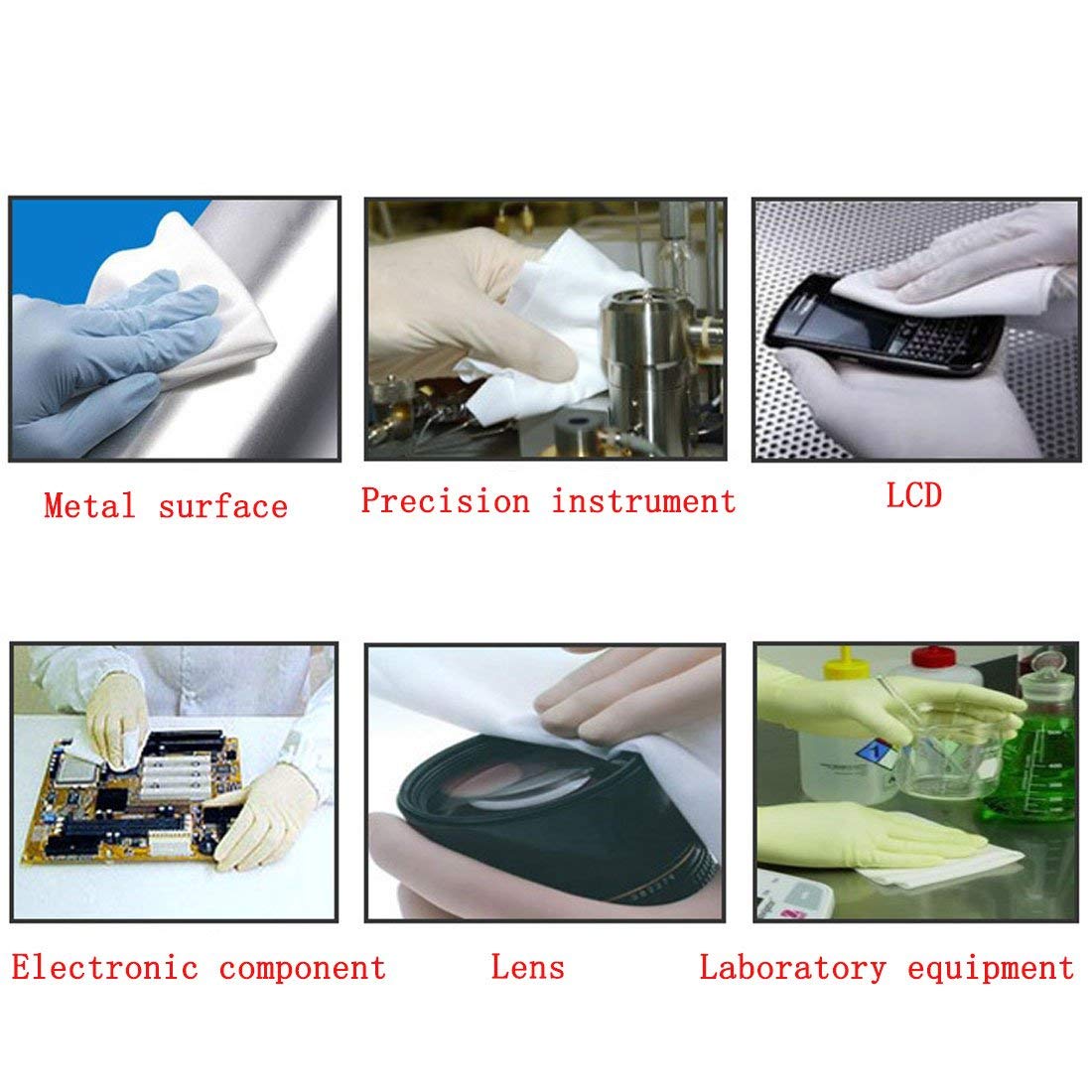 SCHOFIC पॉलिएस्टर स्पनलेस डबल निट माइक्रोफाइबर नॉनवॉवन क्लीनरूम वाइप्स, 9" लंबाई x 9" चौड़ाई, सफ़ेद