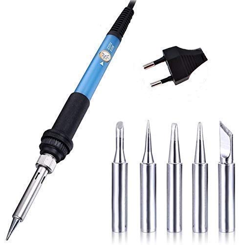 SCHOFIC 60W 220V Temperature Adjustable Electric Welding Solder Soldering Iron With 5 PCS Bits