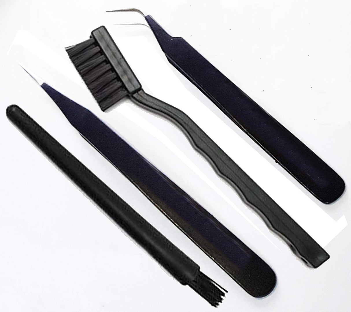 SCHOFIC 4 in 1 ESD Anti Static Tweezers & Brush Set,Made of Stainless Steel
