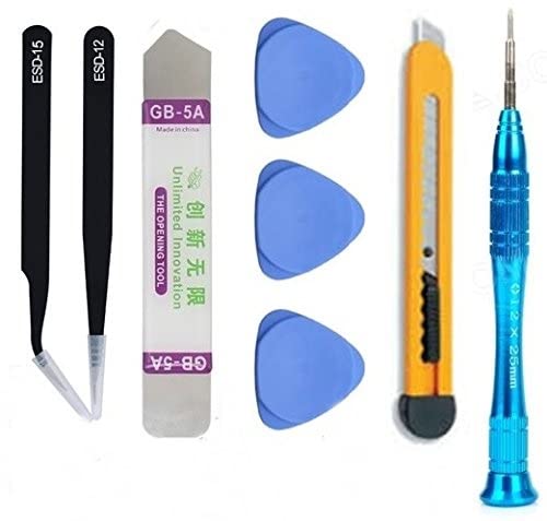SCHOFIC Metal Spudgers, Tweezers Set, Plastic Openers and Cutter for Mobile Laptop