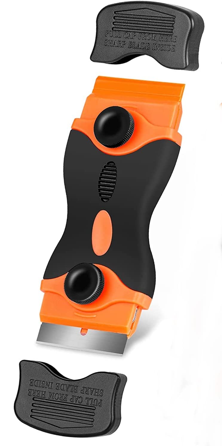 SCHOFIC Glue Remover Mini Razor Plastic Double Edged Blade Scraper with Steel Blades for Scraping Labels, Decals from Glass, Windshields