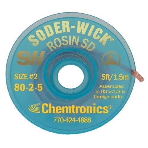 Chemtronics SW18025 Desoldering Wick/Desolder Remover Wick Braid/Soldering Accessory Metal Color Tin