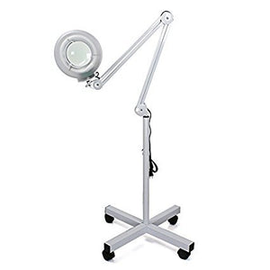 SCHOFIC Facial LED Magnifying Magnifier Lamp | 5 Diopter with 60 PCS LED | Rolling Floor Stand Adjustable Mag Hight