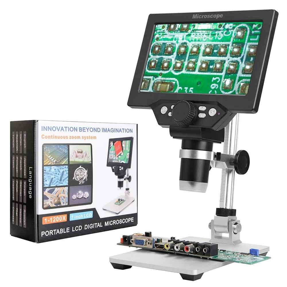 12 Microscope G1200 12MP DIGITAL MICROSCOPE 1-1200X CONTINUOUS ZOOM MAGNIFIER OPTICA ...