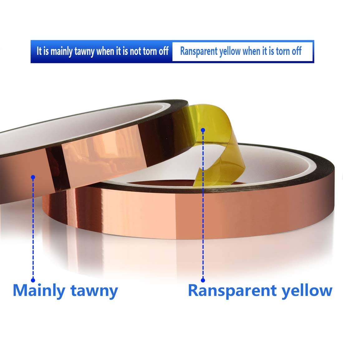 SCHOFIC Polyamide Heat Resistant High Temperature Kapton Tape/Thermal Tape/Sublimation Tape - W = 15 MM, L = 33 Meters