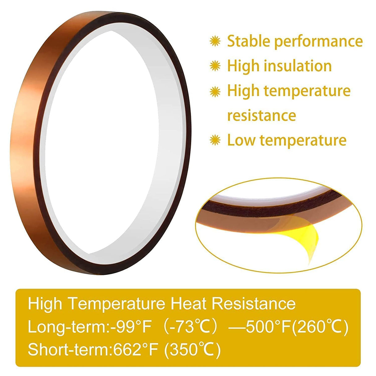 SCHOFIC Polyamide Heat Resistant High Temperature Kapton Tape/Thermal Tape/Sublimation Tape - W = 6 MM, L = 33 Meters