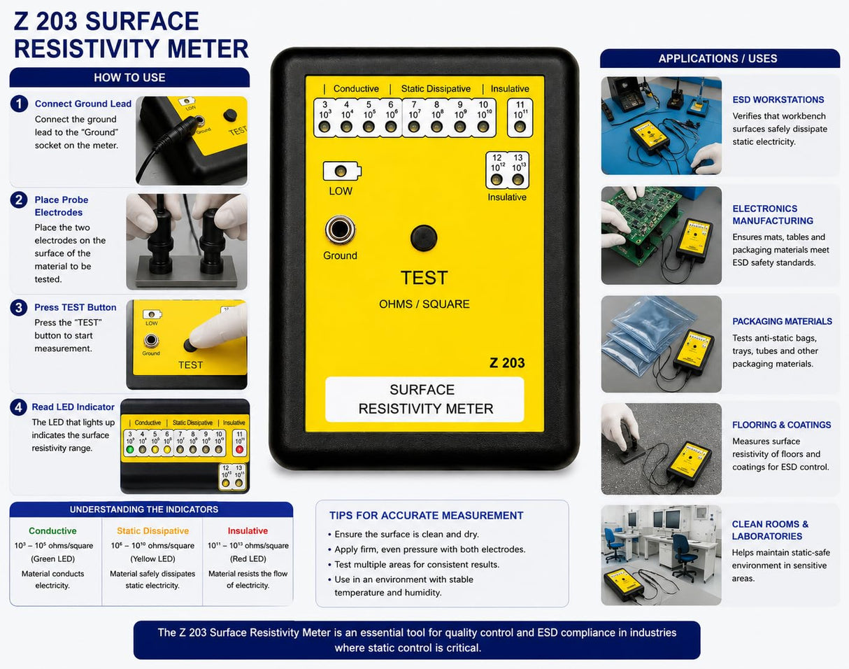 SCHOFIC Z203 ESD Surface Resistivity Meter