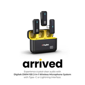 Digitek® DWM 105 2-इन-1 वायरलेस माइक्रोफ़ोन सिस्टम ANC मोड के साथ, 6 घंटे का वर्किंग टाइम, प्लग एंड प्ले ऑटो पेयरिंग, ब्रॉडकास्टिंग और ऑडियो रिकॉर्डिंग के लिए Android और iOS के साथ संगत