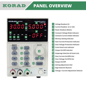 Korad KA3005D - Precision Variable Adjustable 30V, 5A DC Linear Power Supply Digital Regulated Lab Grade