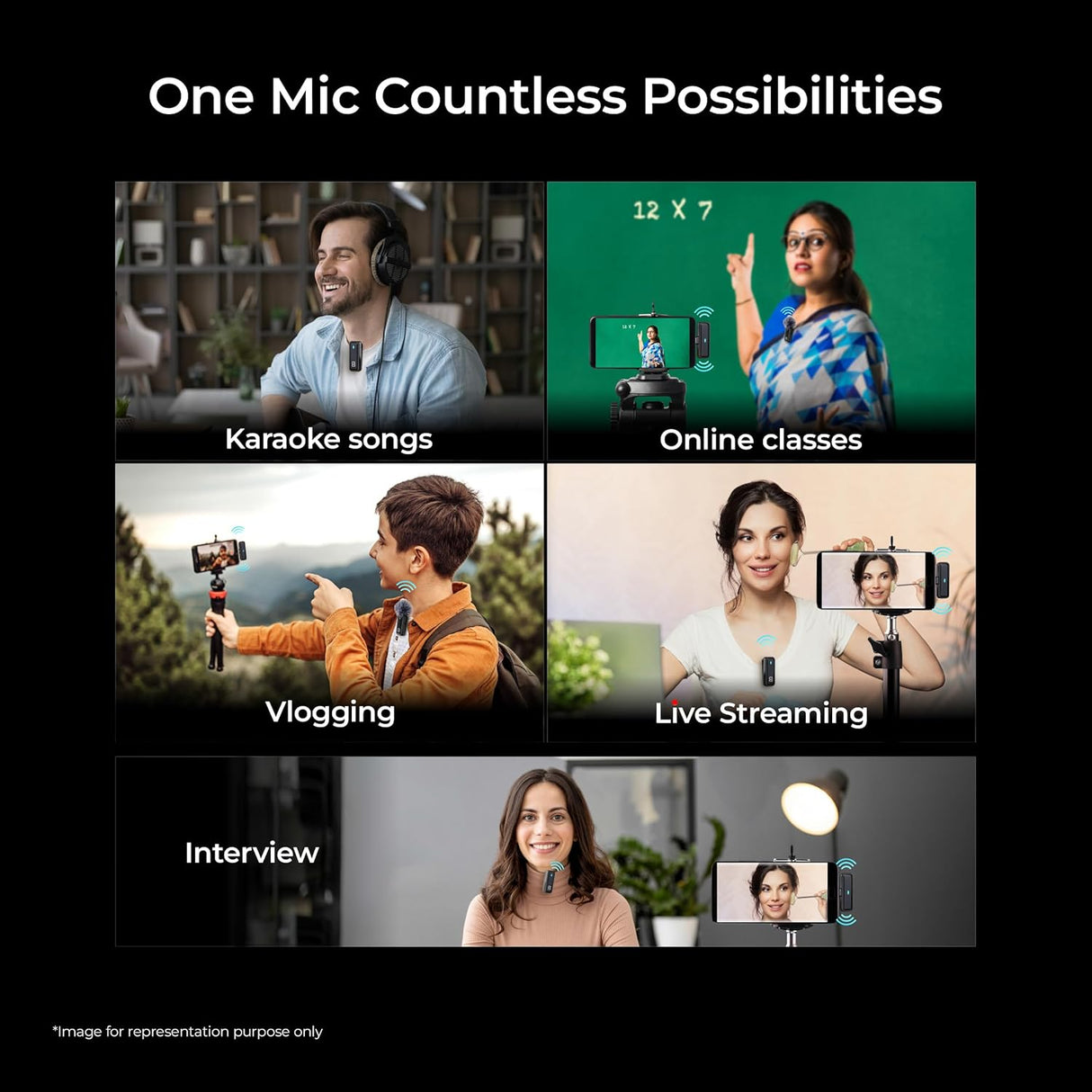 Digitek® DWM 105 2-इन-1 वायरलेस माइक्रोफ़ोन सिस्टम ANC मोड के साथ, 6 घंटे का वर्किंग टाइम, प्लग एंड प्ले ऑटो पेयरिंग, ब्रॉडकास्टिंग और ऑडियो रिकॉर्डिंग के लिए Android और iOS के साथ संगत