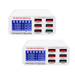 SS-304Q 6 Port QC3.0 Intelligent Fast Charger Station For Mobile Tablet Etc Quick Chrging Station