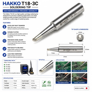 Hakko T18-C3 Bevel Shape Tip, Soldering Iron Bit