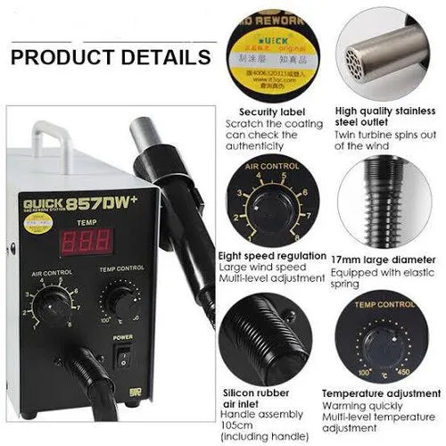 SCHOFIC 857DW+ SMD Rework Station Lead Free Adjustable SMD Rework Station